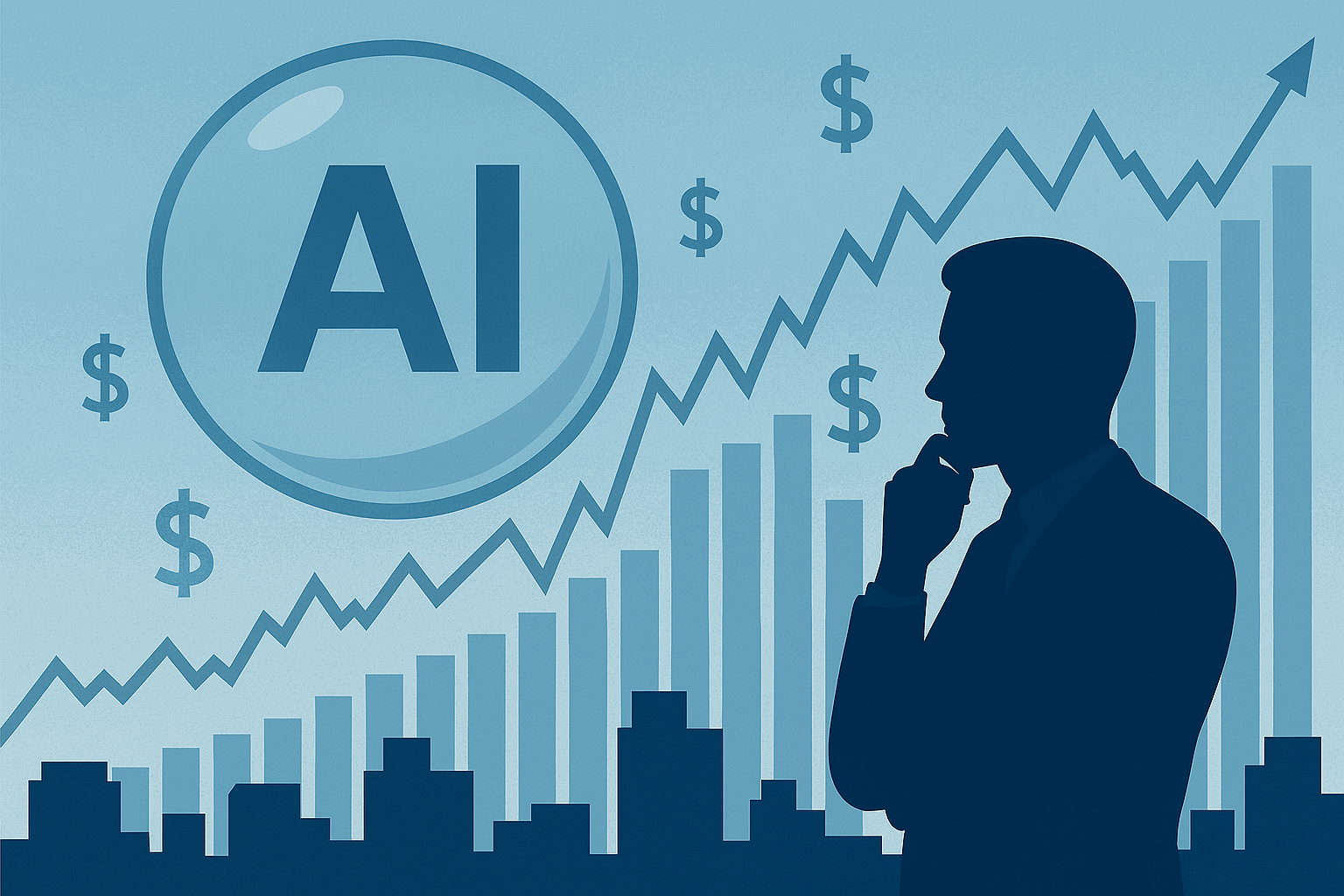 Artificial intelligence investment bubble illustration