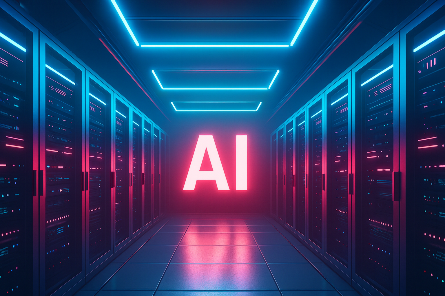 Large-scale data center infrastructure powering artificial intelligence systems